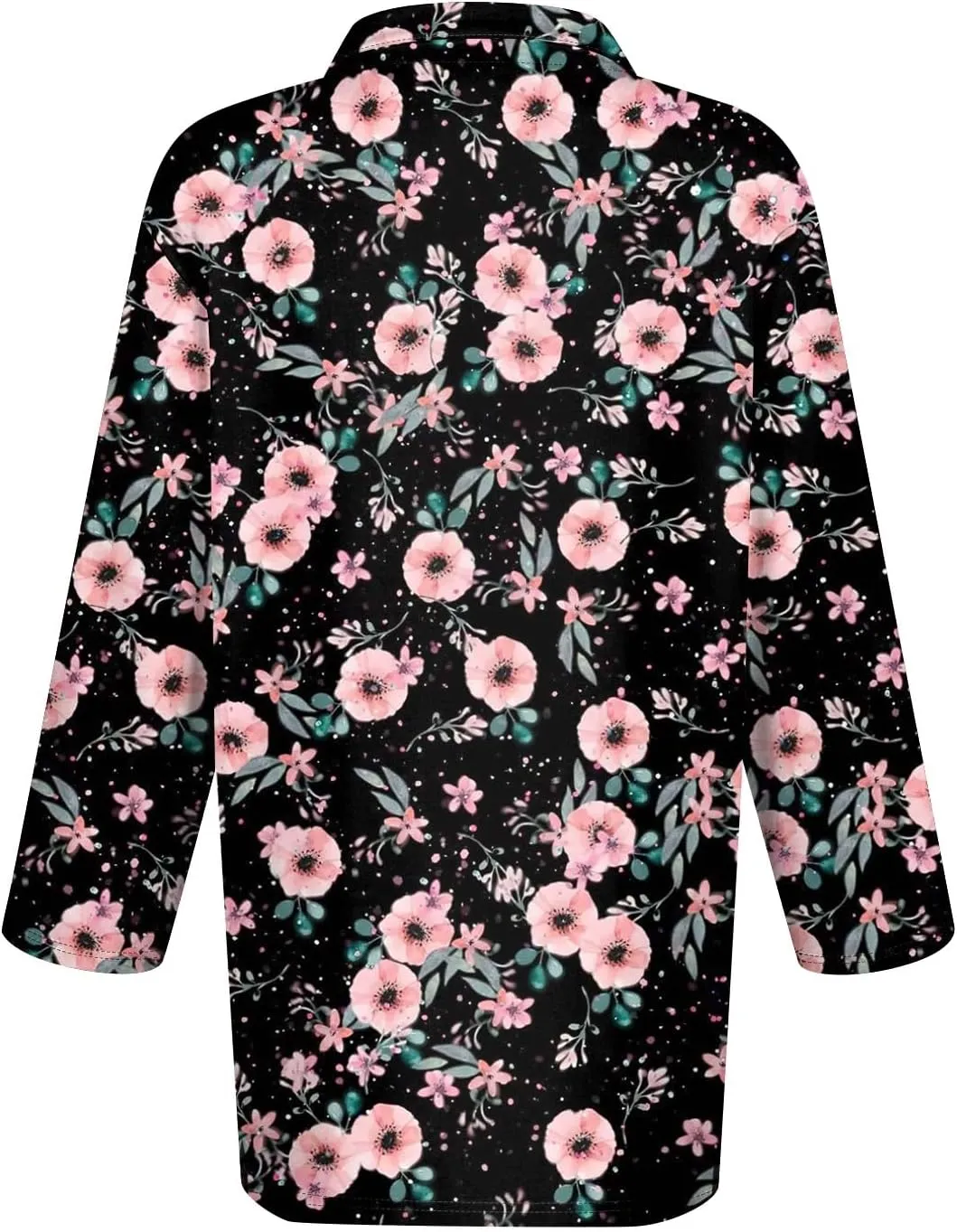 3/4 Sleeve Tops Polo Shirts for Women,Vintage Printed V Neck T Shirt Casual Blouses Button Down Pullover S-3Xl