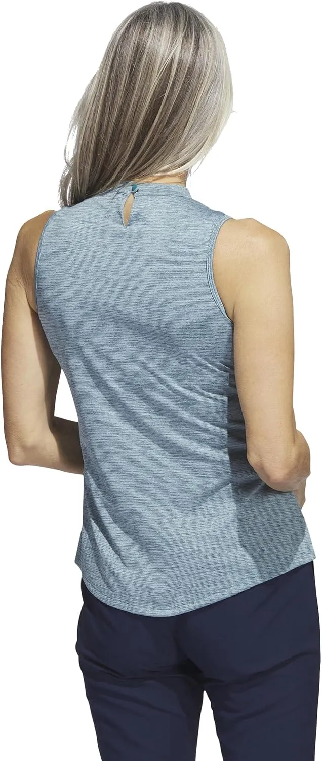 adidas Women's Essentials Heathered Mock-Neck Sleeveless Golf Polo Shirt