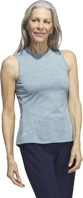 adidas Women's Essentials Heathered Mock-Neck Sleeveless Golf Polo Shirt