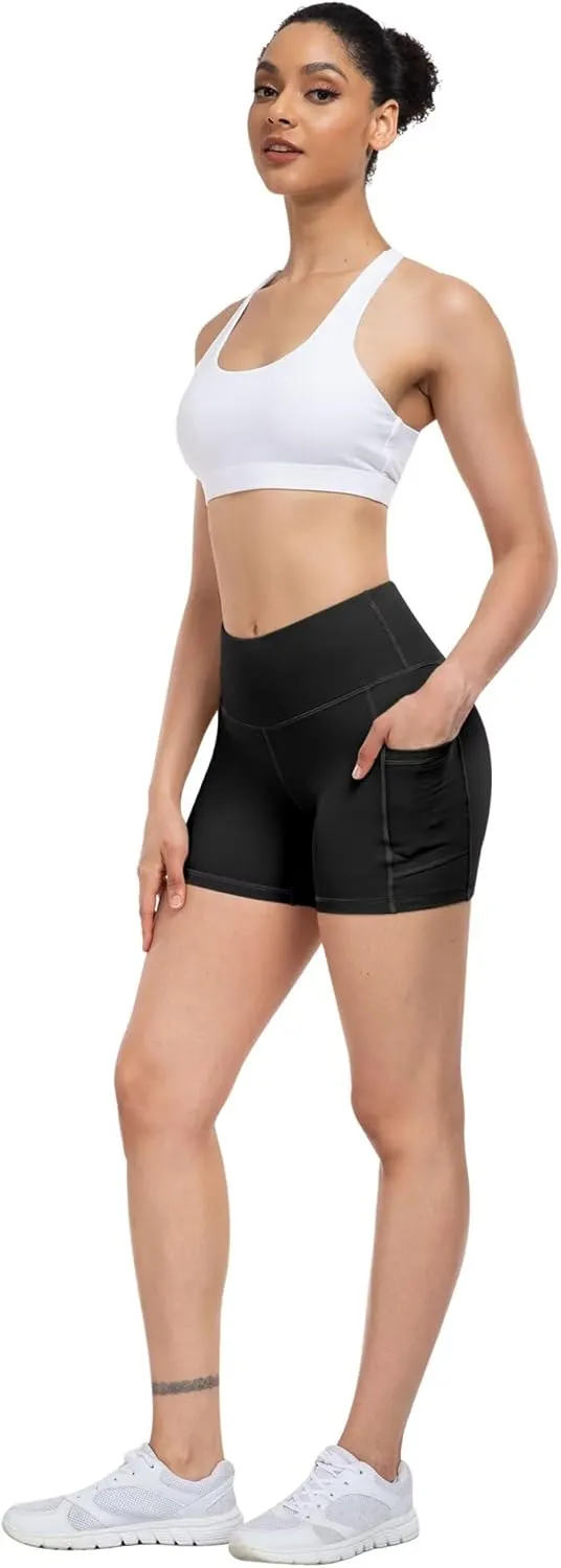 ATHVOTAR Biker Shorts Women with Pockets - 3"/5"/8" High Waisted Workout Spandex Tummy Control Gym Running Yoga Shorts