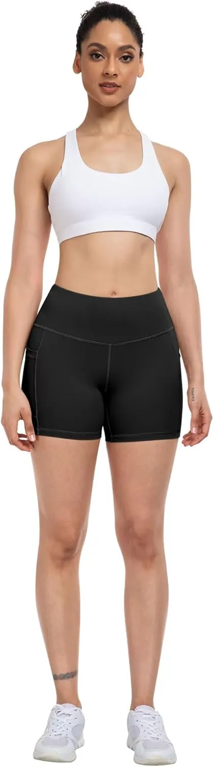 ATHVOTAR Biker Shorts Women with Pockets - 3"/5"/8" High Waisted Workout Spandex Tummy Control Gym Running Yoga Shorts