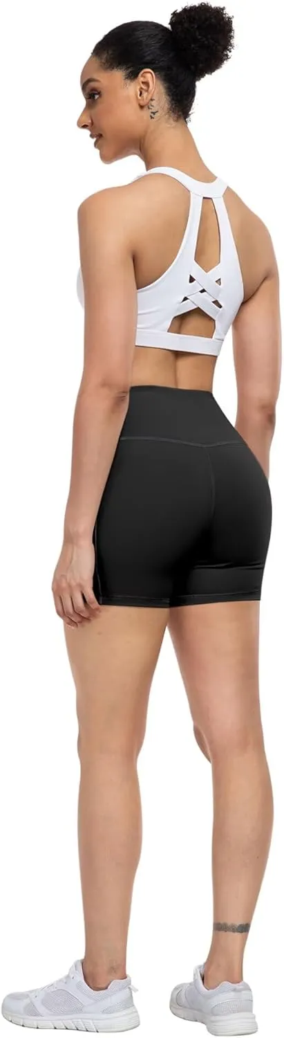ATHVOTAR Biker Shorts Women with Pockets - 3"/5"/8" High Waisted Workout Spandex Tummy Control Gym Running Yoga Shorts