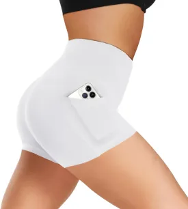 Biker Shorts Women with Pockets - 3"/5"/8" High Waisted Soft Tummy Control Workout Shorts for Yoga Athletic Gym