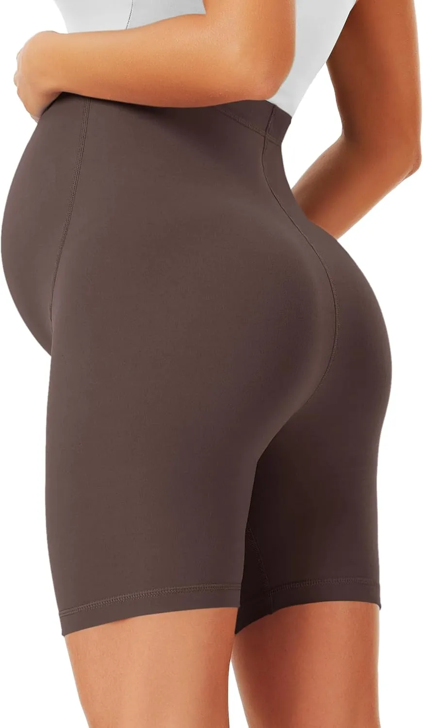 BONVIGOR Maternity Shorts Over The Belly - 5" Biker Workout Yoga Active Athletic Pregnancy Short Pants Lounge Pajama