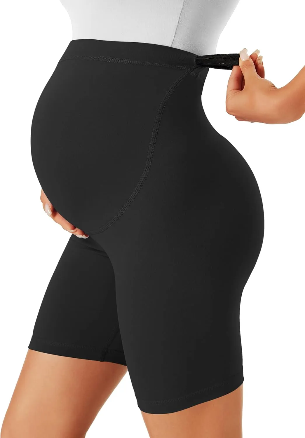 BONVIGOR Maternity Shorts Over The Belly - 5" Biker Workout Yoga Active Athletic Pregnancy Short Pants Lounge Pajama