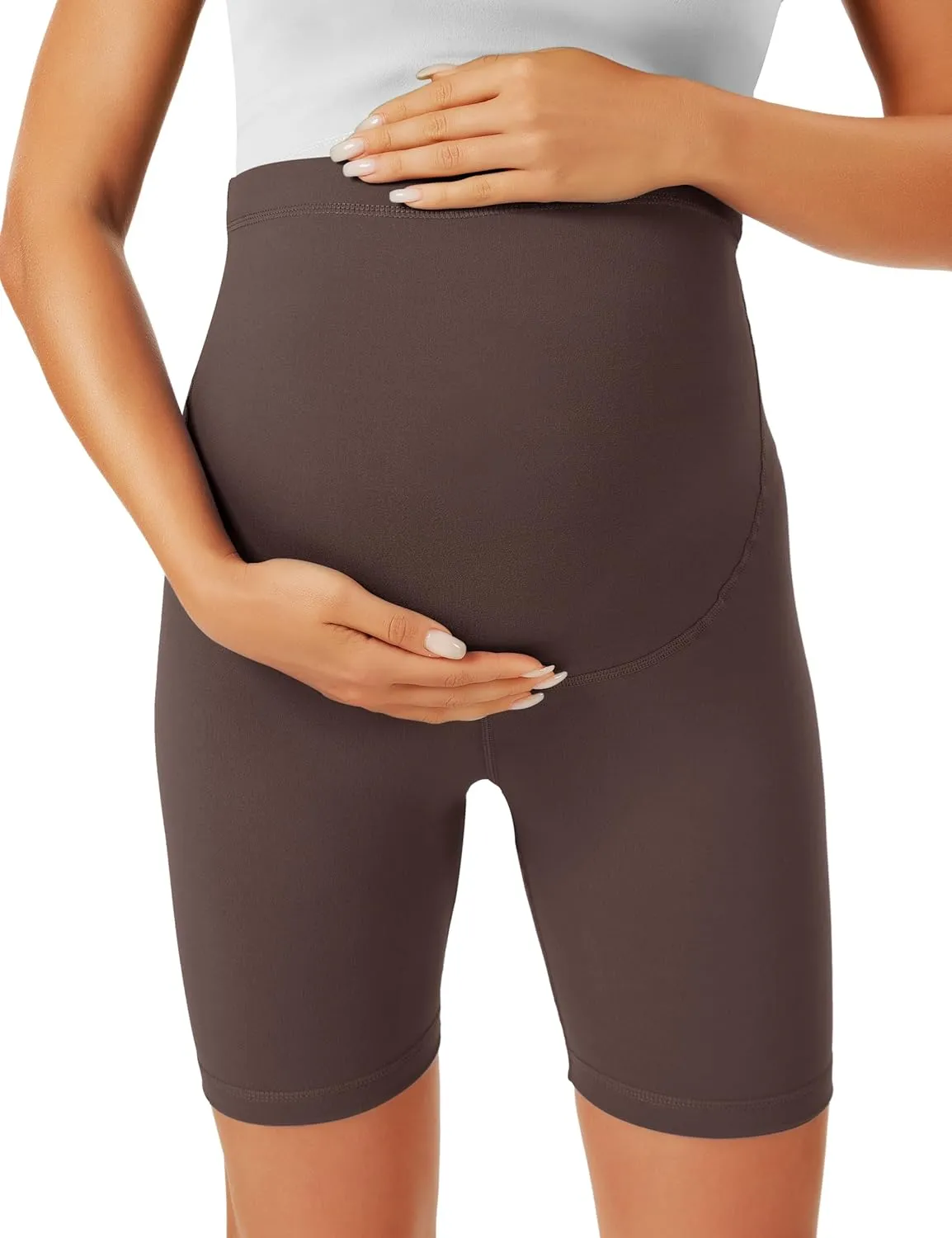 BONVIGOR Maternity Shorts Over The Belly - 5" Biker Workout Yoga Active Athletic Pregnancy Short Pants Lounge Pajama
