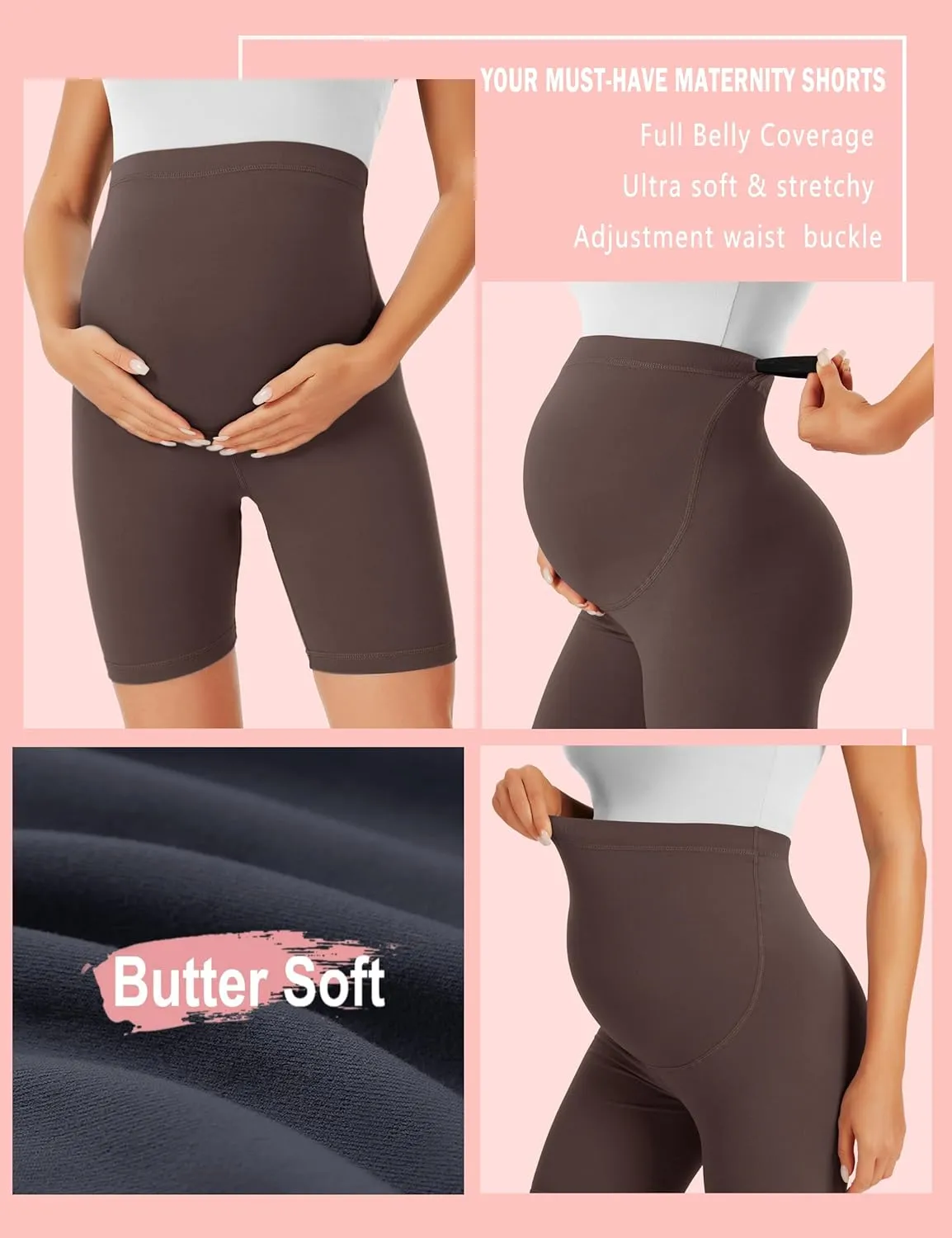 BONVIGOR Maternity Shorts Over The Belly - 5" Biker Workout Yoga Active Athletic Pregnancy Short Pants Lounge Pajama