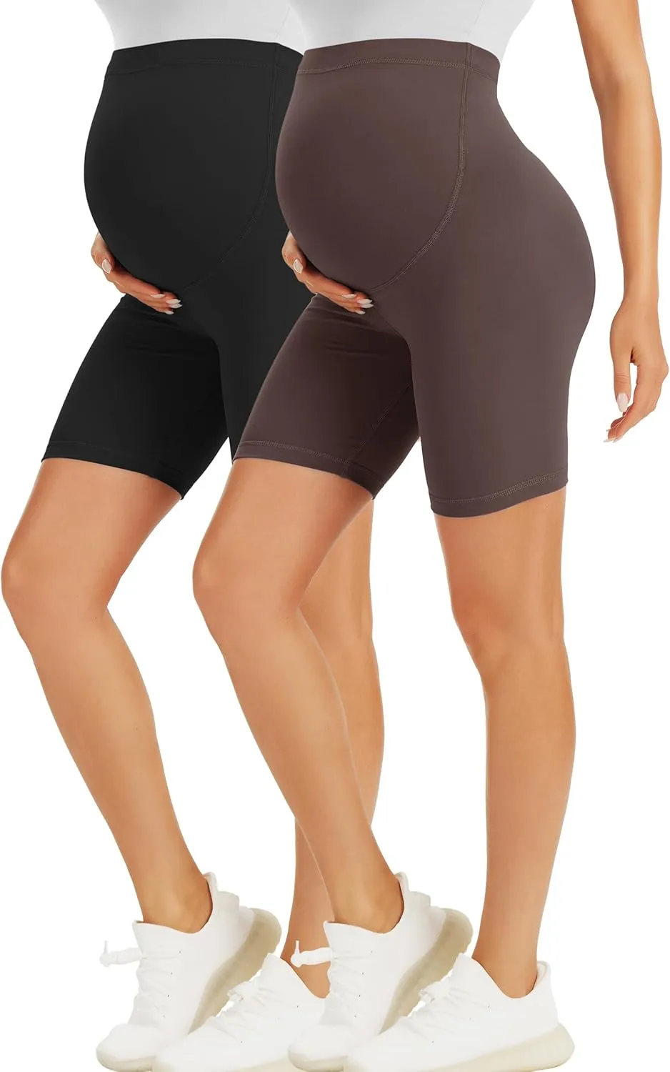 BONVIGOR Maternity Shorts Over The Belly - 5" Biker Workout Yoga Active Athletic Pregnancy Short Pants Lounge Pajama