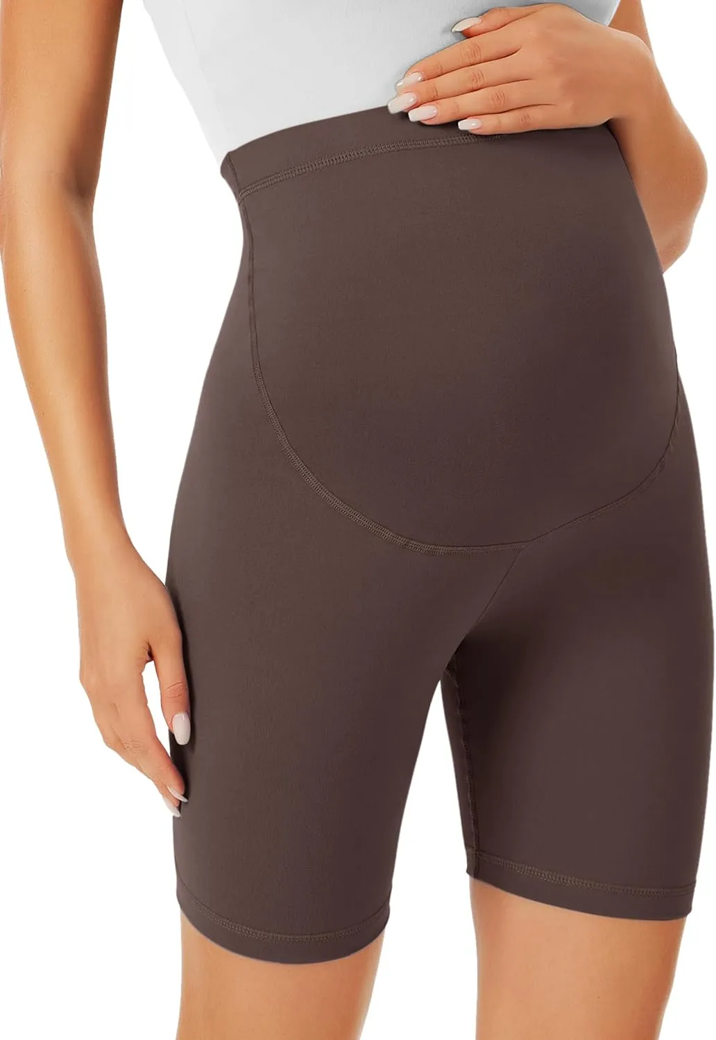 BONVIGOR Maternity Shorts Over The Belly - 5" Biker Workout Yoga Active Athletic Pregnancy Short Pants Lounge Pajama