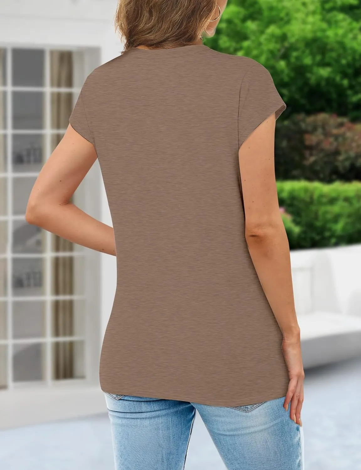 candyfouse V Neck T Shirts for Women - Cap Sleeve Tops for Women Casual Loose Fit Tank Tops Summer Clothes