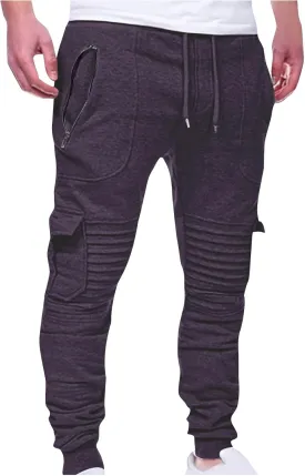 Ctreela Men's Plus Size Skinny Joggers Multi-Pockets Athletic Workout Pants Gym Training Slim Fit Running Jogging Sweatpants