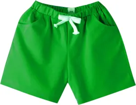 Kids Cotton Shorts Casual Preppy Shorts Solid Color School Uniform Elastic Waist Relaxed Fit Summer Wear with Pockets