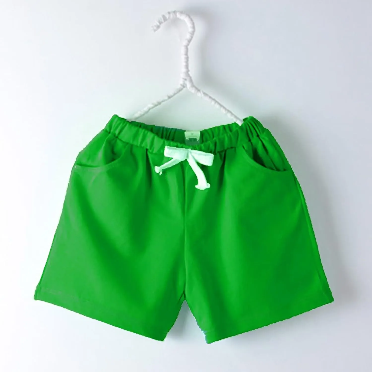 Kids Cotton Shorts Casual Preppy Shorts Solid Color School Uniform Elastic Waist Relaxed Fit Summer Wear with Pockets