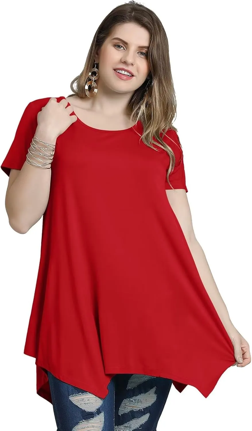 LARACE Short Sleeve Shirts for Womens Plus Size Tops Casual Summer Clothes Asymmetrical Tunic Blouses