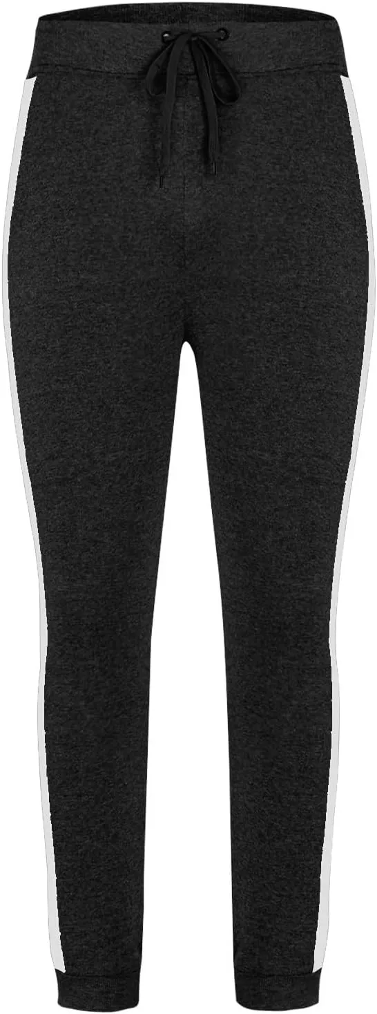 Men Side Striped Sweatpant Drawstring Elastic Waist Comfy Pants Casual Joggers Trousers with Pockets