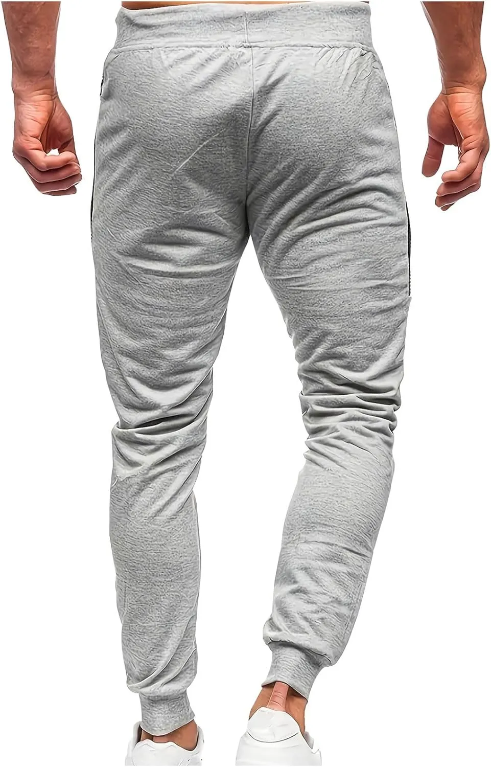 Men Side Striped Sweatpant Drawstring Elastic Waist Comfy Pants Casual Joggers Trousers with Pockets