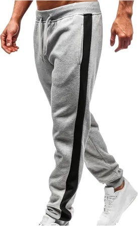 Men Side Striped Sweatpant Drawstring Elastic Waist Comfy Pants Casual Joggers Trousers with Pockets