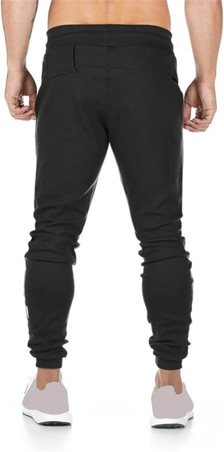 Mens Athletic Pants Stretch Casual Lightweight Slim Fit Comfy Solid Sweatpants Bodybuilding Yoga Trousers with Pockets