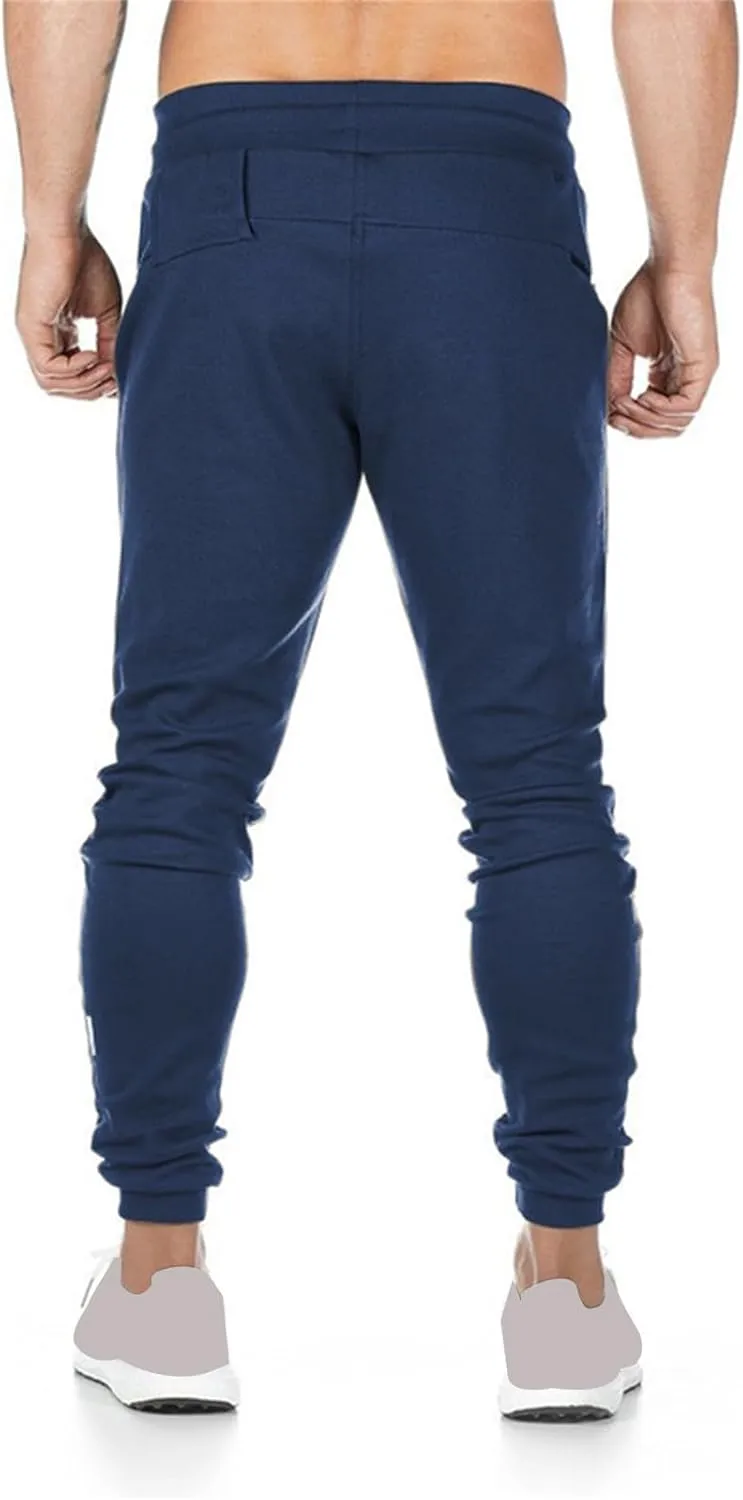 Mens Athletic Pants Stretch Casual Lightweight Slim Fit Comfy Solid Sweatpants Bodybuilding Yoga Trousers with Pockets