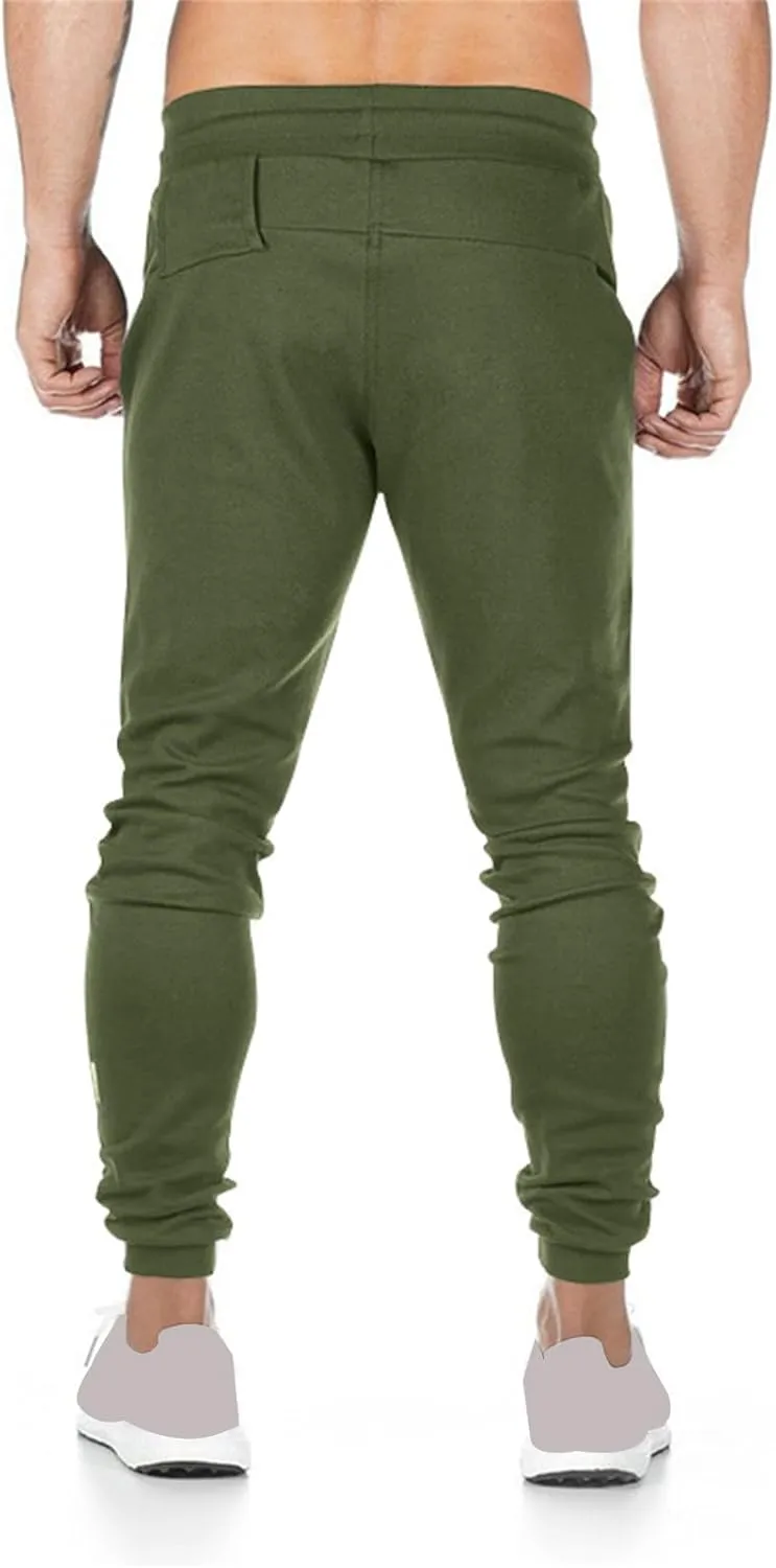 Mens Athletic Pants Stretch Casual Lightweight Slim Fit Comfy Solid Sweatpants Bodybuilding Yoga Trousers with Pockets