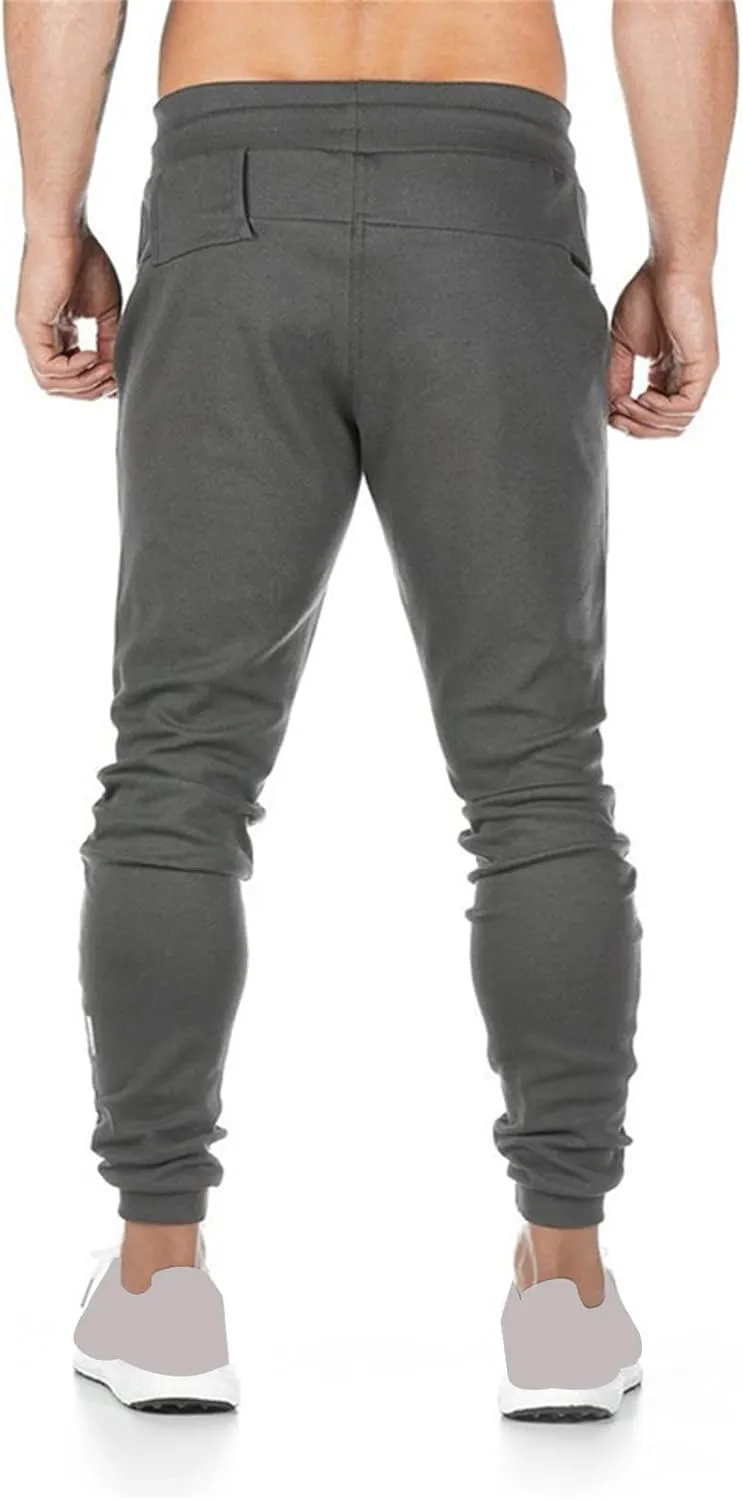 Mens Athletic Pants Stretch Casual Lightweight Slim Fit Comfy Solid Sweatpants Bodybuilding Yoga Trousers with Pockets