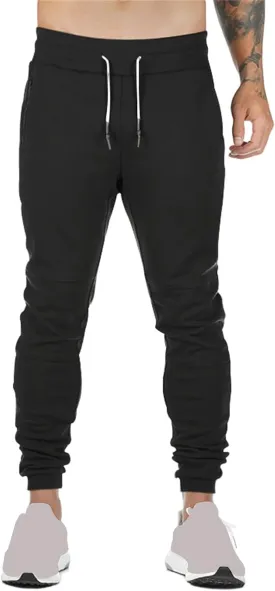 Mens Athletic Pants Stretch Casual Lightweight Slim Fit Comfy Solid Sweatpants Bodybuilding Yoga Trousers with Pockets