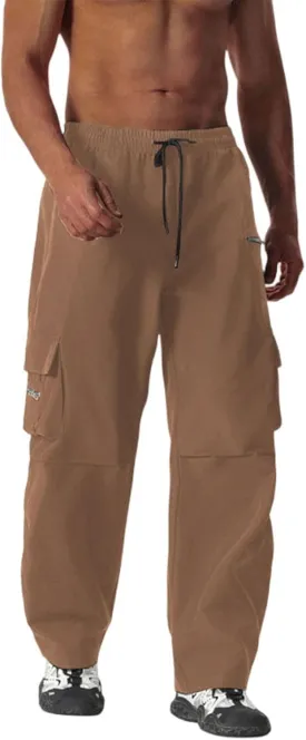 Men's Casual Cargo Joggers Drawstring Straight Leg Breathable Chino Pants Athletic Comfortable Twill Jogging Sweatpants
