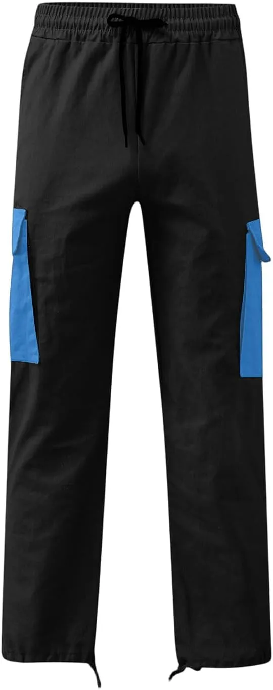 Men's Casual Cargo Joggers Drawstring Straight Leg Breathable Chino Pants Work Comfy Twill Jogging Sweatpants