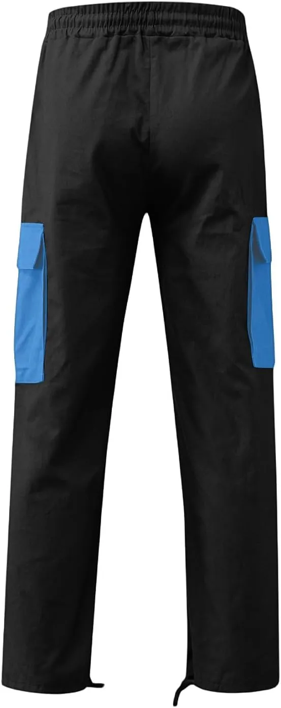 Men's Casual Cargo Joggers Drawstring Straight Leg Breathable Chino Pants Work Comfy Twill Jogging Sweatpants