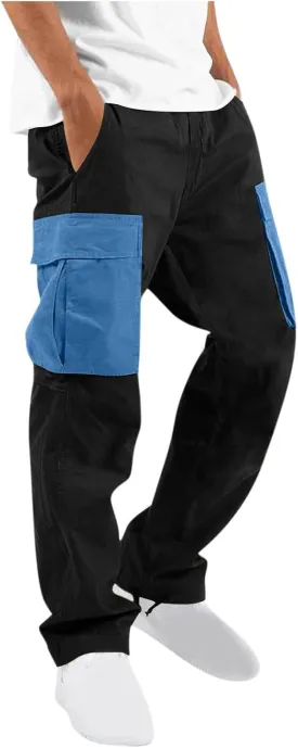 Men's Casual Cargo Joggers Drawstring Straight Leg Breathable Chino Pants Work Comfy Twill Jogging Sweatpants
