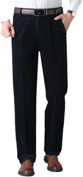 Men's Classic Fit Corduroy Dress Pants, High Waist Pleated