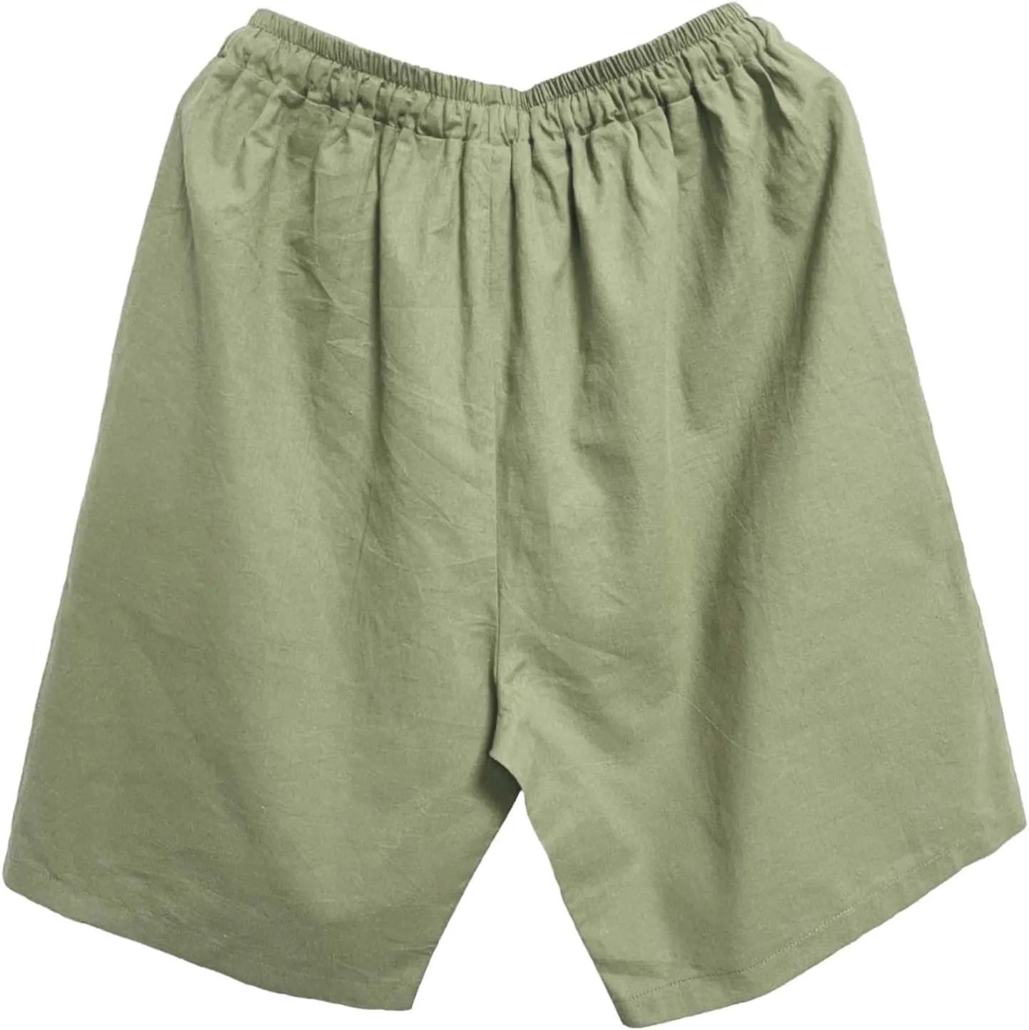 Mens Cotton and Linen Shorts Elastic Drawstring Solid Color Plus Size Casual Loose Pants Lightweight Breathable Beach Capris