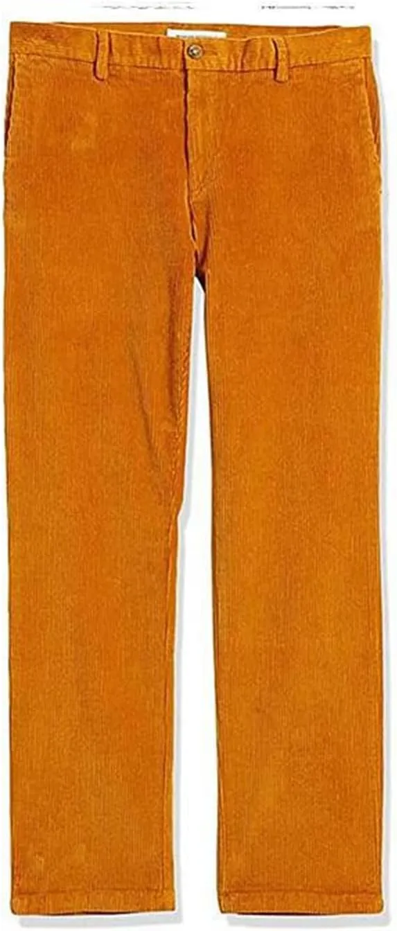 Mens Stretch Corduroy Pant Straight Fit Flat-Front Casual Chino Pants Relaxed Fit Twill Utility Work Pant Trousers
