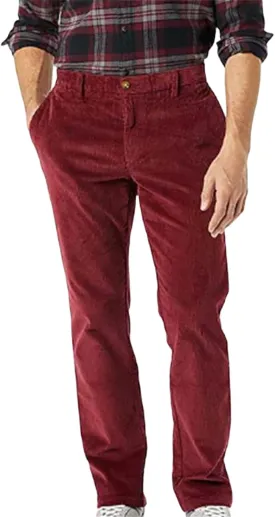 Mens Stretch Corduroy Pant Straight Fit Flat-Front Casual Chino Pants Relaxed Fit Twill Utility Work Pant Trousers
