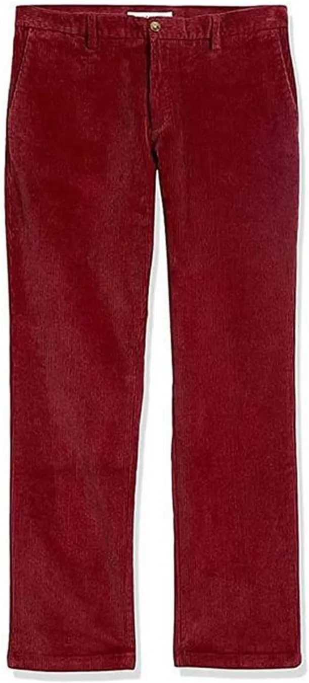Mens Stretch Corduroy Pant Straight Fit Flat-Front Casual Chino Pants Relaxed Fit Twill Utility Work Pant Trousers