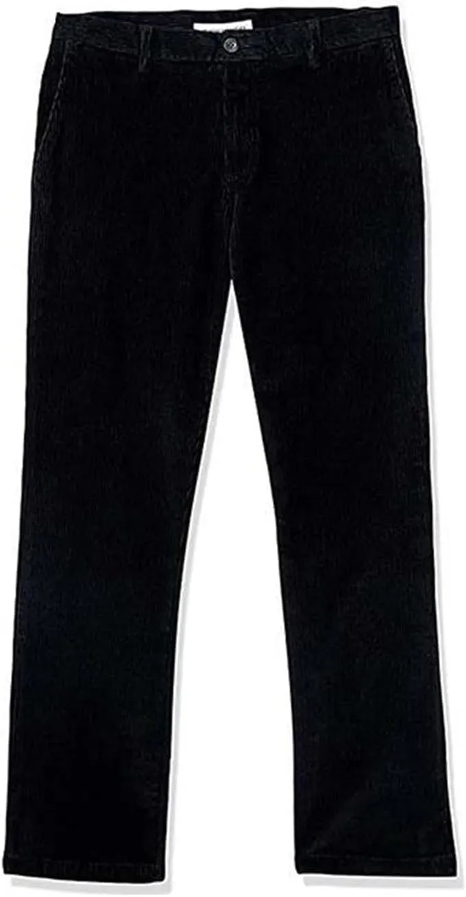 Mens Stretch Corduroy Pant Straight Fit Flat-Front Casual Chino Pants Relaxed Fit Twill Utility Work Pant Trousers
