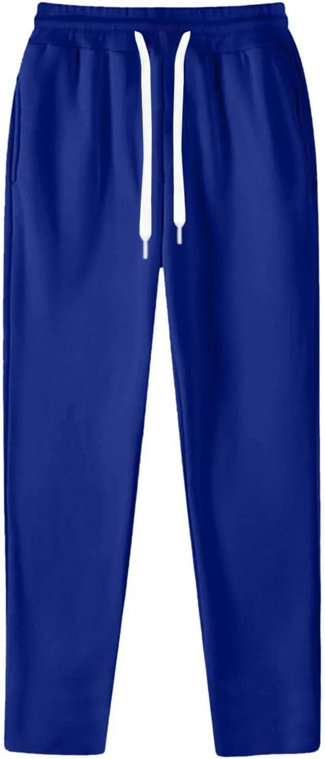 Mens Sweatpants Open Bottom Baggy Sweat Pants for Men Straight Leg Fleece Loose Fit Gym Athletic Sweatpants Pockets