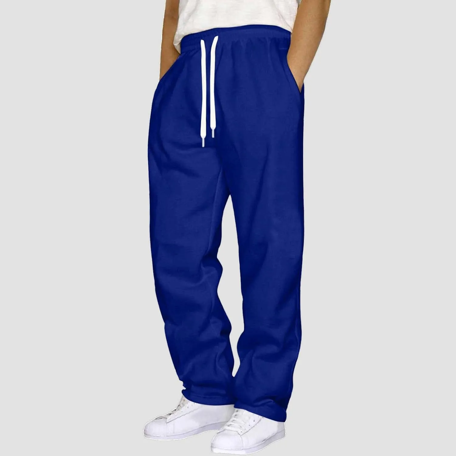 Mens Sweatpants Open Bottom Baggy Sweat Pants for Men Straight Leg Fleece Loose Fit Gym Athletic Sweatpants Pockets