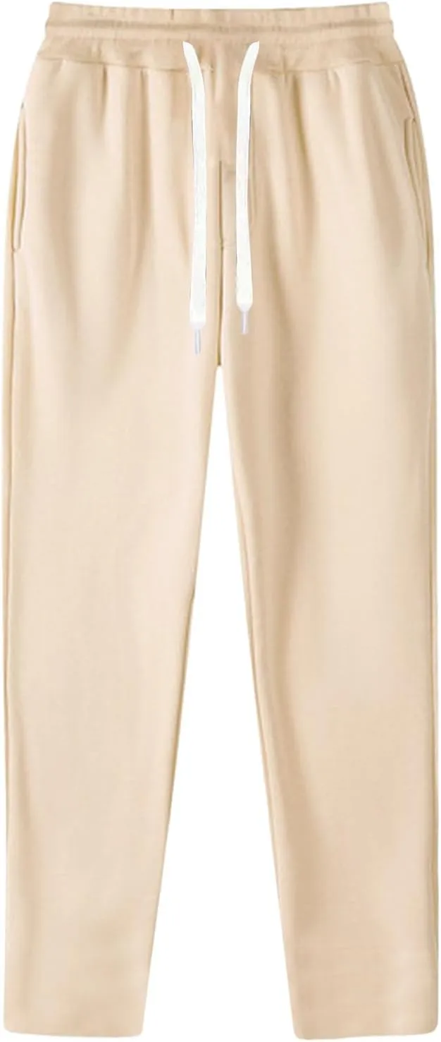 Mens Sweatpants Open Bottom Baggy Sweat Pants for Men Straight Leg Fleece Loose Fit Gym Athletic Sweatpants Pockets