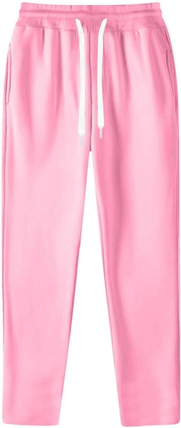 Mens Sweatpants Open Bottom Baggy Sweat Pants for Men Straight Leg Fleece Loose Fit Gym Athletic Sweatpants Pockets