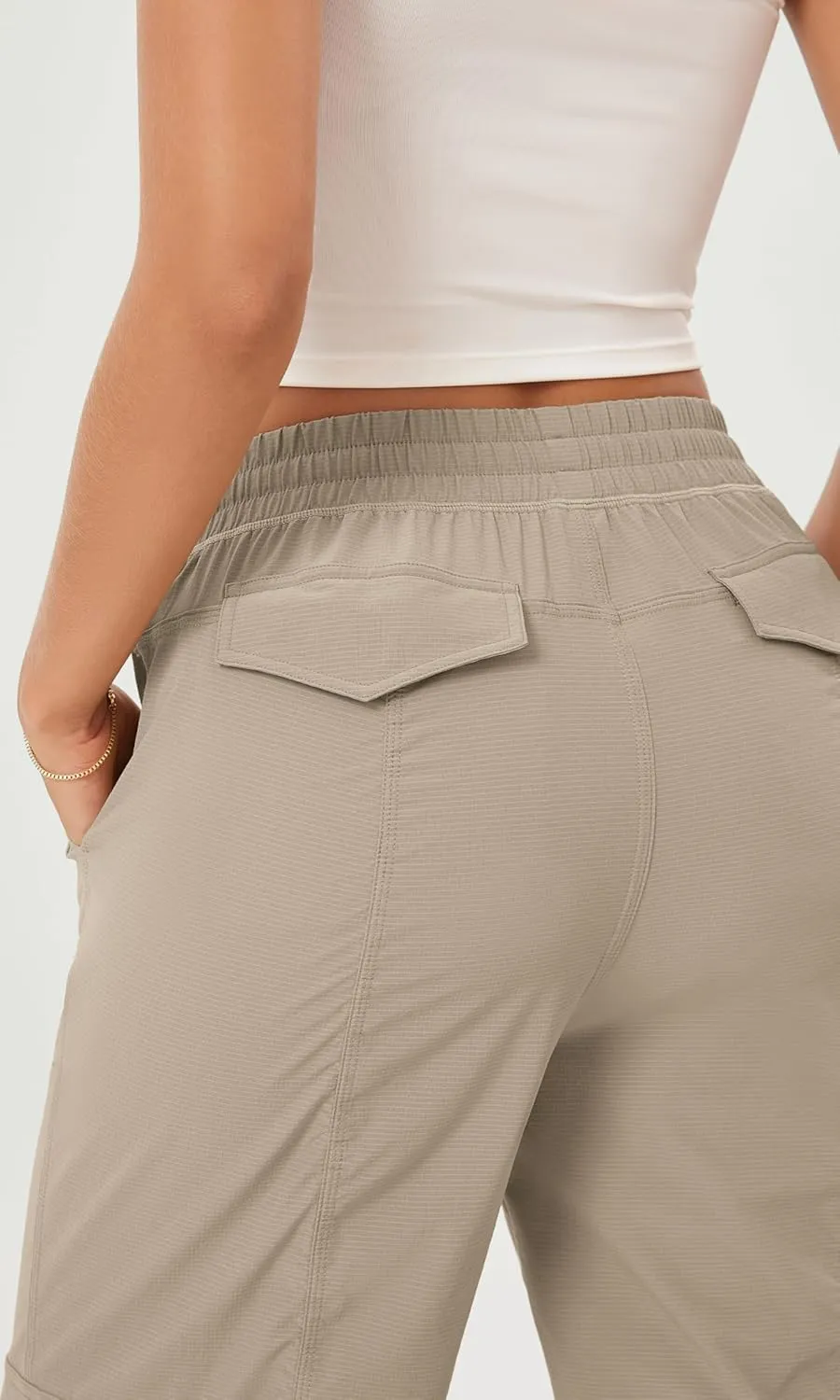 ODODOS Stretch Woven Relaxed Cargo Pants for Women Cinchable Hems Lightweight Casual Sweatpants with Pockets