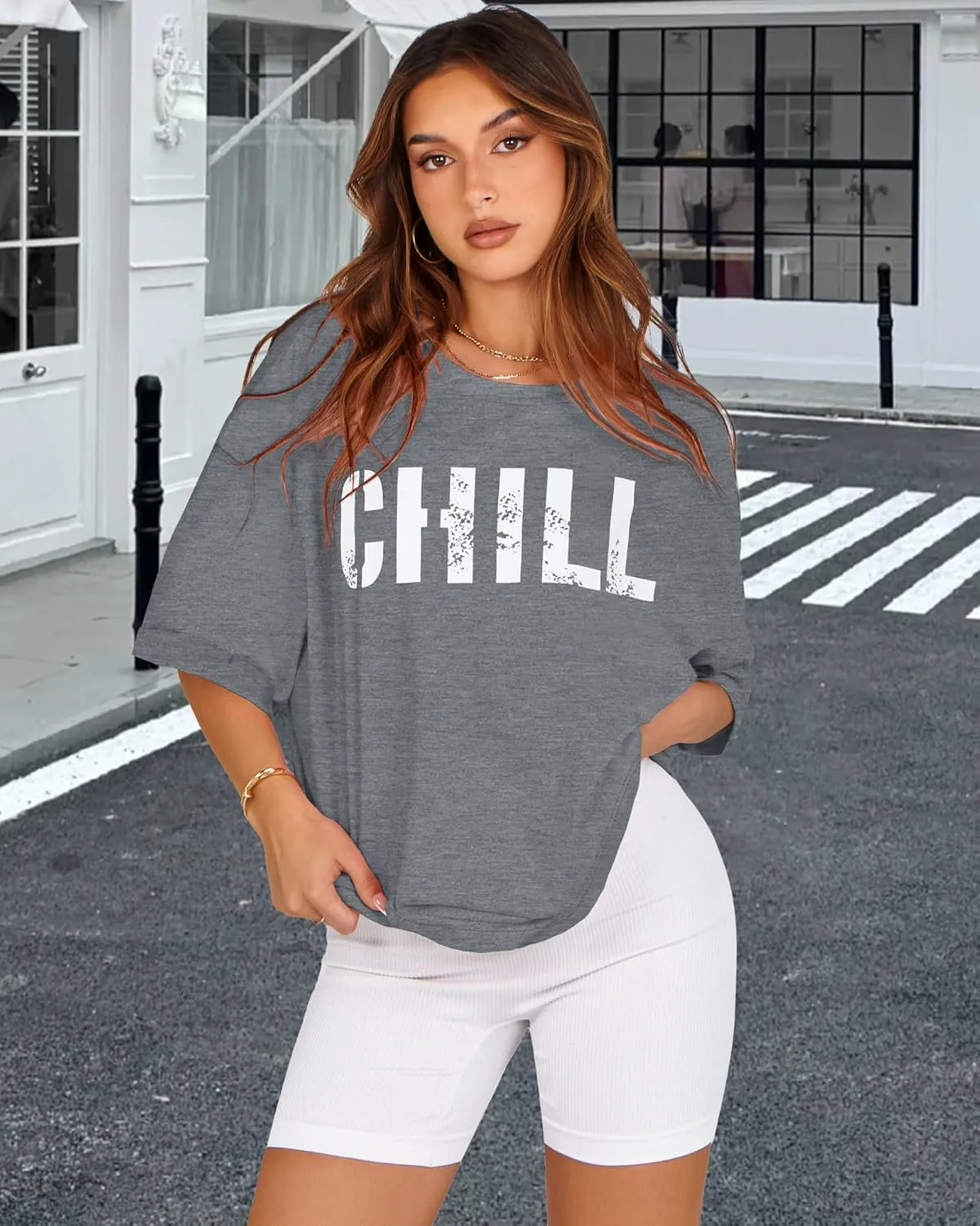 Oversized Tshirts for Women Summer Short Sleeve Casual Basic Tee Tops Loose Fit Shirts