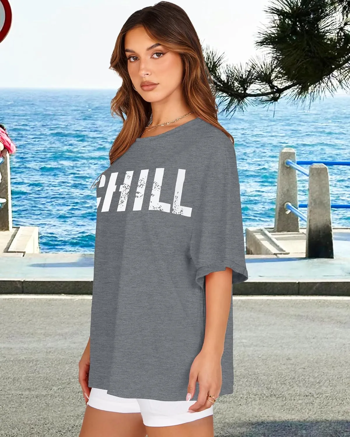 Oversized Tshirts for Women Summer Short Sleeve Casual Basic Tee Tops Loose Fit Shirts