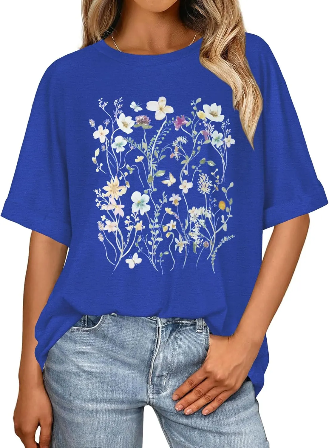 Oversized Tshirts for Women Summer Short Sleeve Casual Basic Tee Tops Loose Fit Shirts