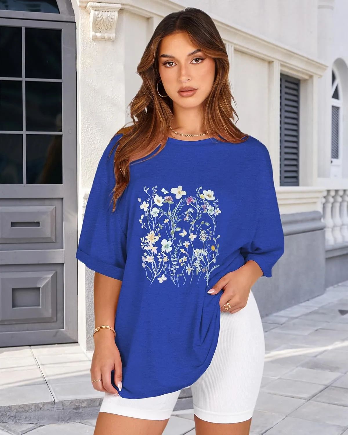 Oversized Tshirts for Women Summer Short Sleeve Casual Basic Tee Tops Loose Fit Shirts