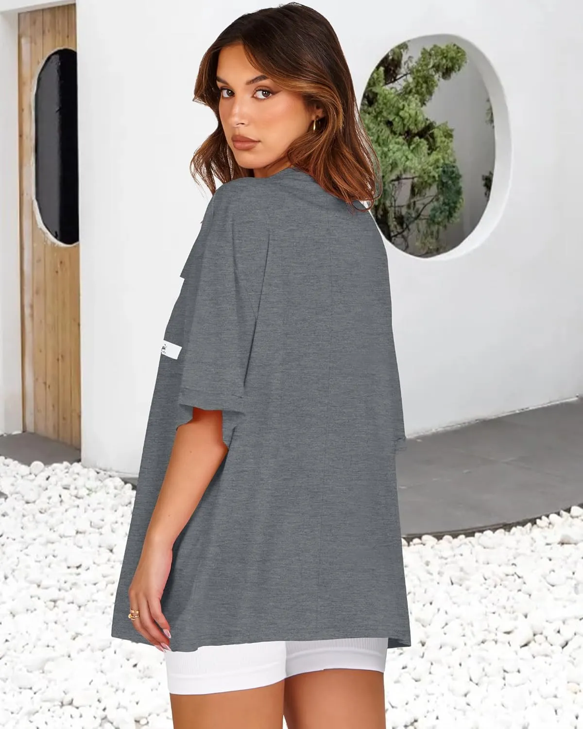 Oversized Tshirts for Women Summer Short Sleeve Casual Basic Tee Tops Loose Fit Shirts