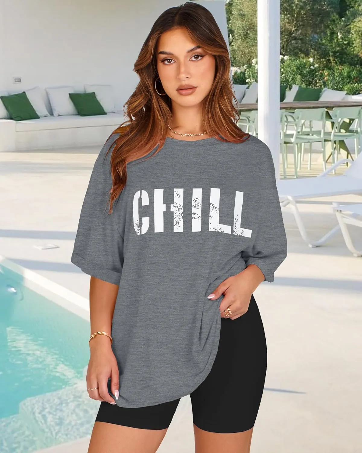 Oversized Tshirts for Women Summer Short Sleeve Casual Basic Tee Tops Loose Fit Shirts