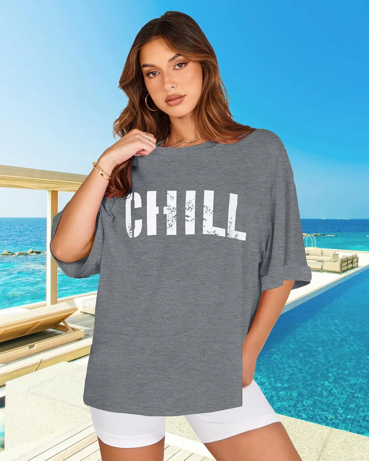 Oversized Tshirts for Women Summer Short Sleeve Casual Basic Tee Tops Loose Fit Shirts