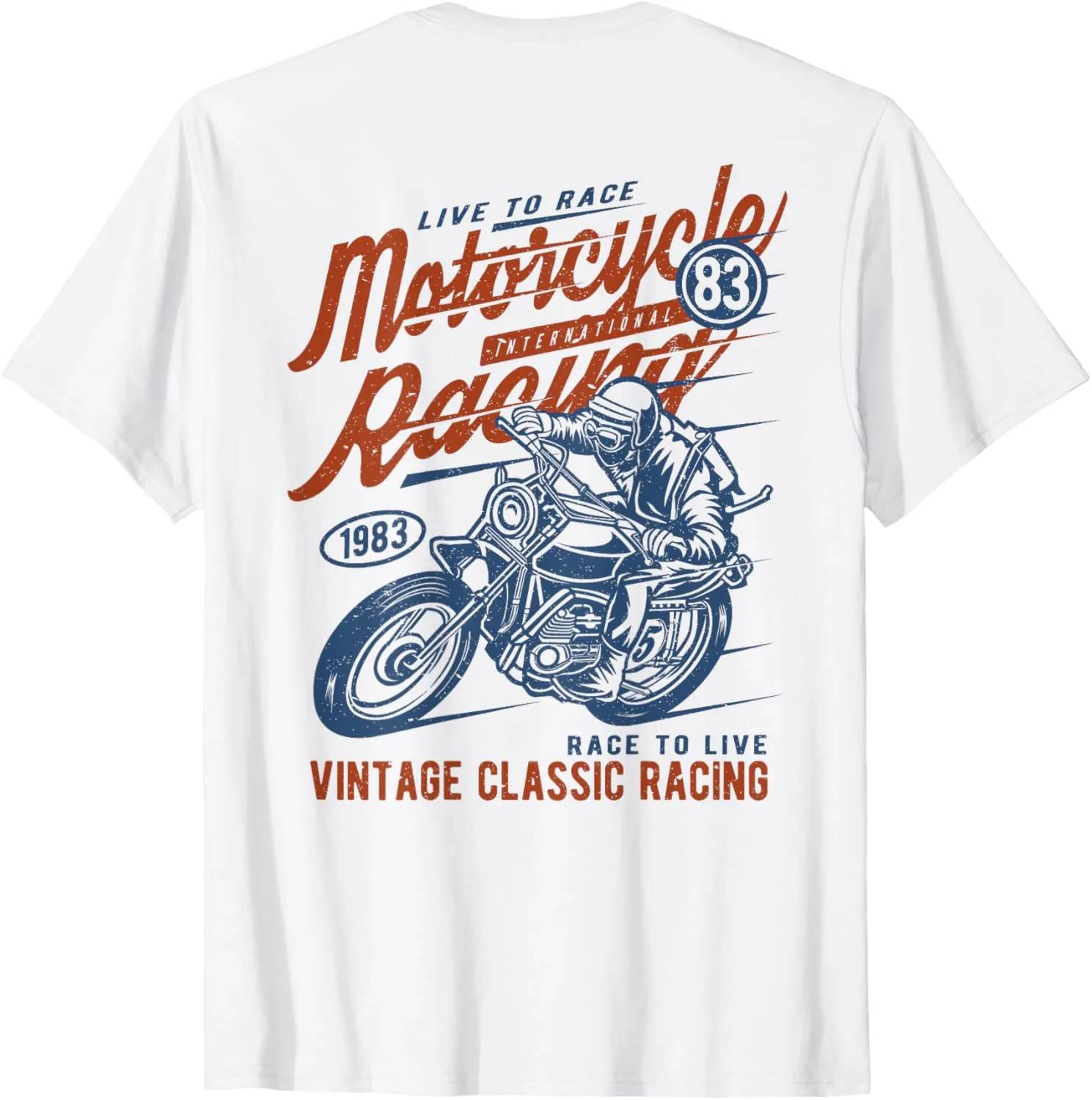 Retro Vintage Style Motorcycle Racing Distressed Design T-Shirt