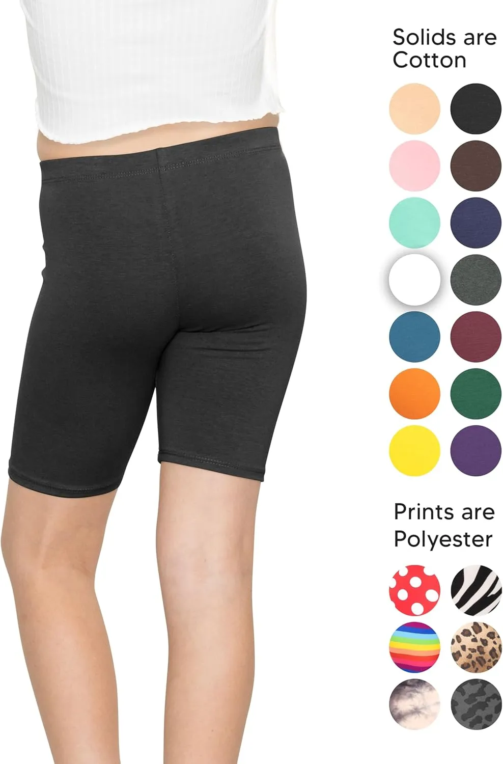 STRETCH IS COMFORT Girl's Cotton Biker Shorts and Cartwheel Shorts | Two Lengths to Choose from | Size 4-14